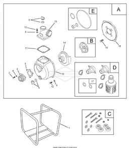 Water Pump Diagram and Parts List for 073029-0 WP2-55 Briggs and Stratton Water Pump